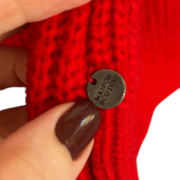 Maison Scotch Boy's Scotch & Soda Red Ribbed Quarter Zip Sweater Size XS - Picture 6 of 6